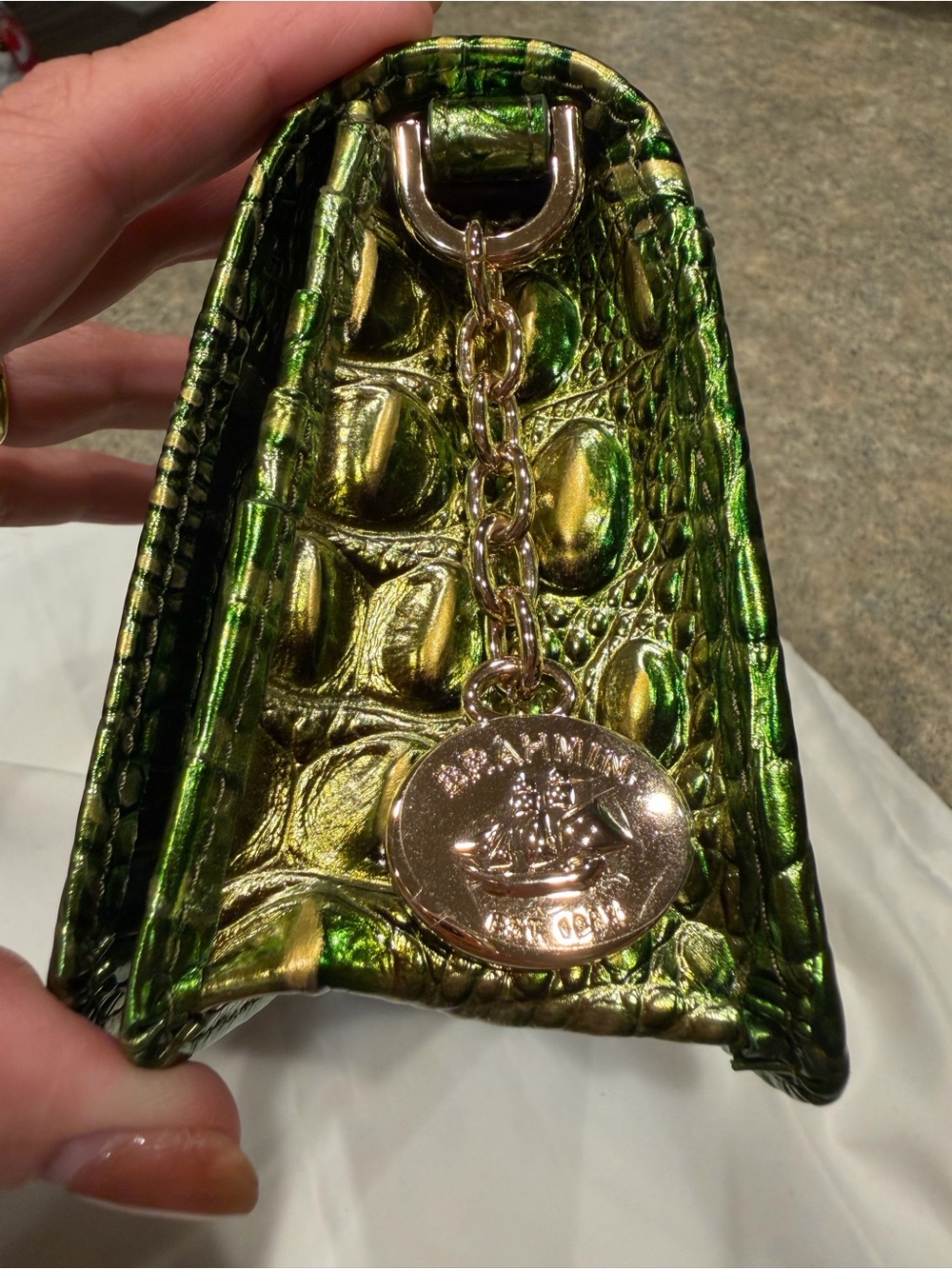 NWOT Brahmin Cacti Green Metallic Minuette Crossbody Bag - Picture 13 of 14